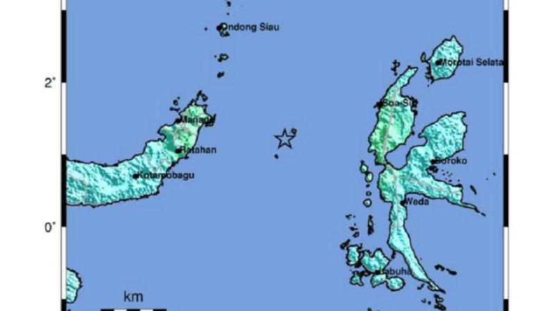 Gempa bumi Magnitendo 7,6 di wilayah Kota Bitung Sulawesi Utara