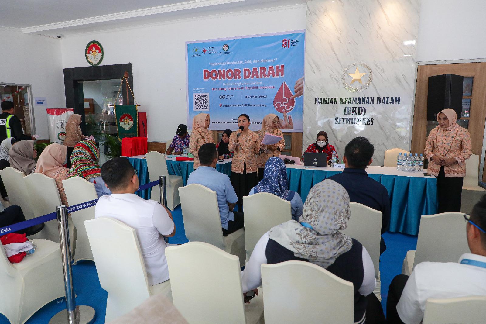 DWP Kemensetneg Menggelar Aksi Donor Darah untuk Menyambut HUT Ke-81 Kemerdekaan RI