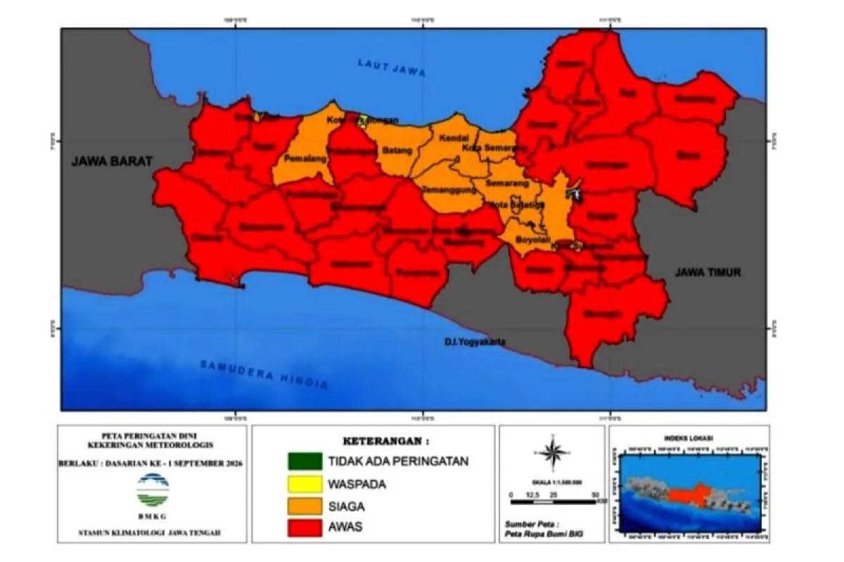 BMKG Beri Peringatan, Sejumlah 25 Kabupaten/Kota di Jawa Tengah Berstatus Awas Kekeringan