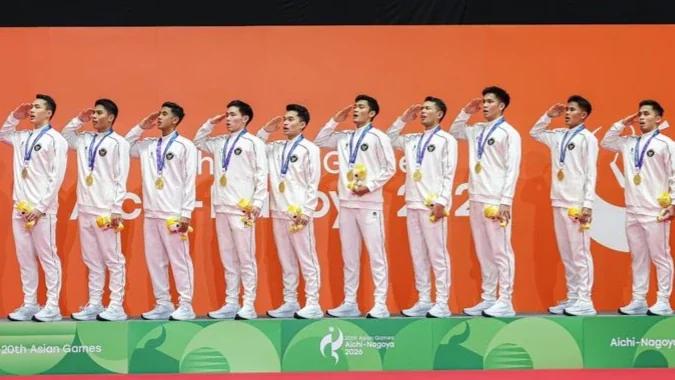 Tim Beregu Bulu Tangkis Putra Raih Emas Pertama Asian Games 2026